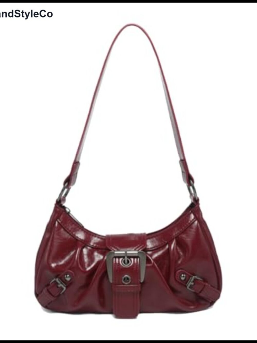 Faux Leather Y2K Shoulder Bag Top Handle Hobo Purse Punk Buckle